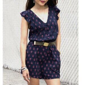 Modcloth Womens Navy Blue  Floral Anywhere & Everywhere Romper Size Medium
